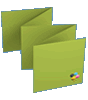 Faltblatt, gefalzt auf Quadrat 10,5 cm x 10,5 cm, 10-seiter (Zickzackfalz)